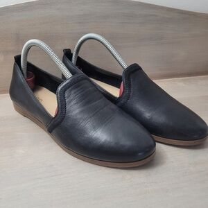 Aldo Women's Yalissa Leather Slip-on Loafer Flats 8 Black Minimal Dark Academia